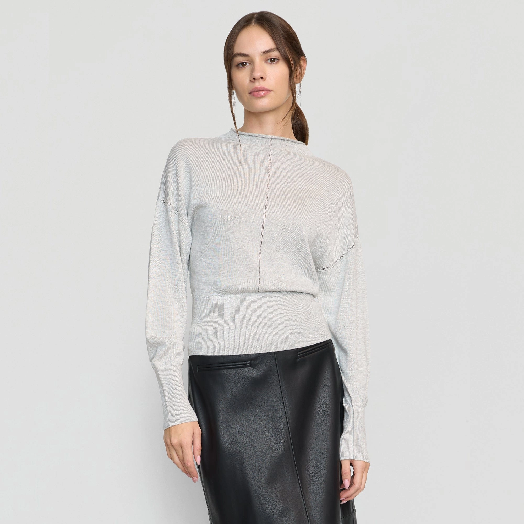 Perfect Knit Breathable Fit Wear Jillian Pointelle Tencel-Wool Sweater