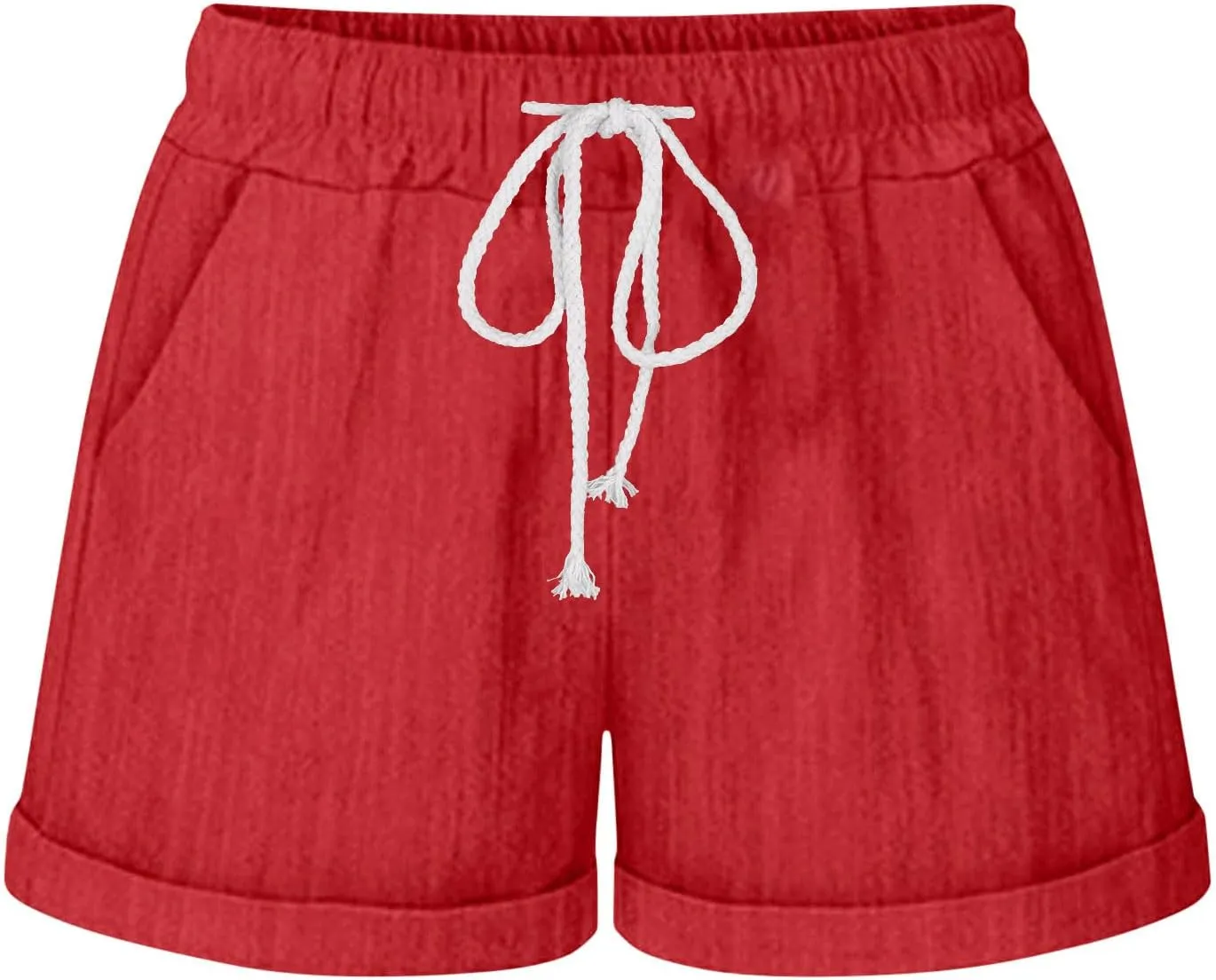 JOAU Womens Shorts 2024 Comfy Summer Drawstring High Waist Cotton Linen Shorts Trendy Casual Loose Rolled Hem Pockets Shorts