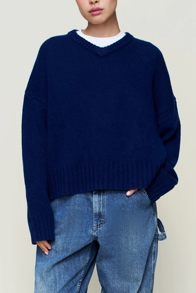 Breathable Mesh Panels Joni Cashmere V-Neck Jumper
