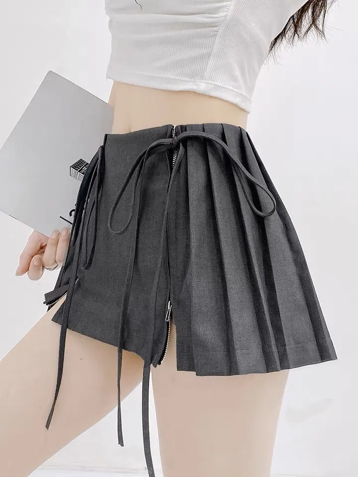 JOSKAA 2024 new Korean Aesthetic New Jeans Hanni Low Rise Pleated Mini Skirt