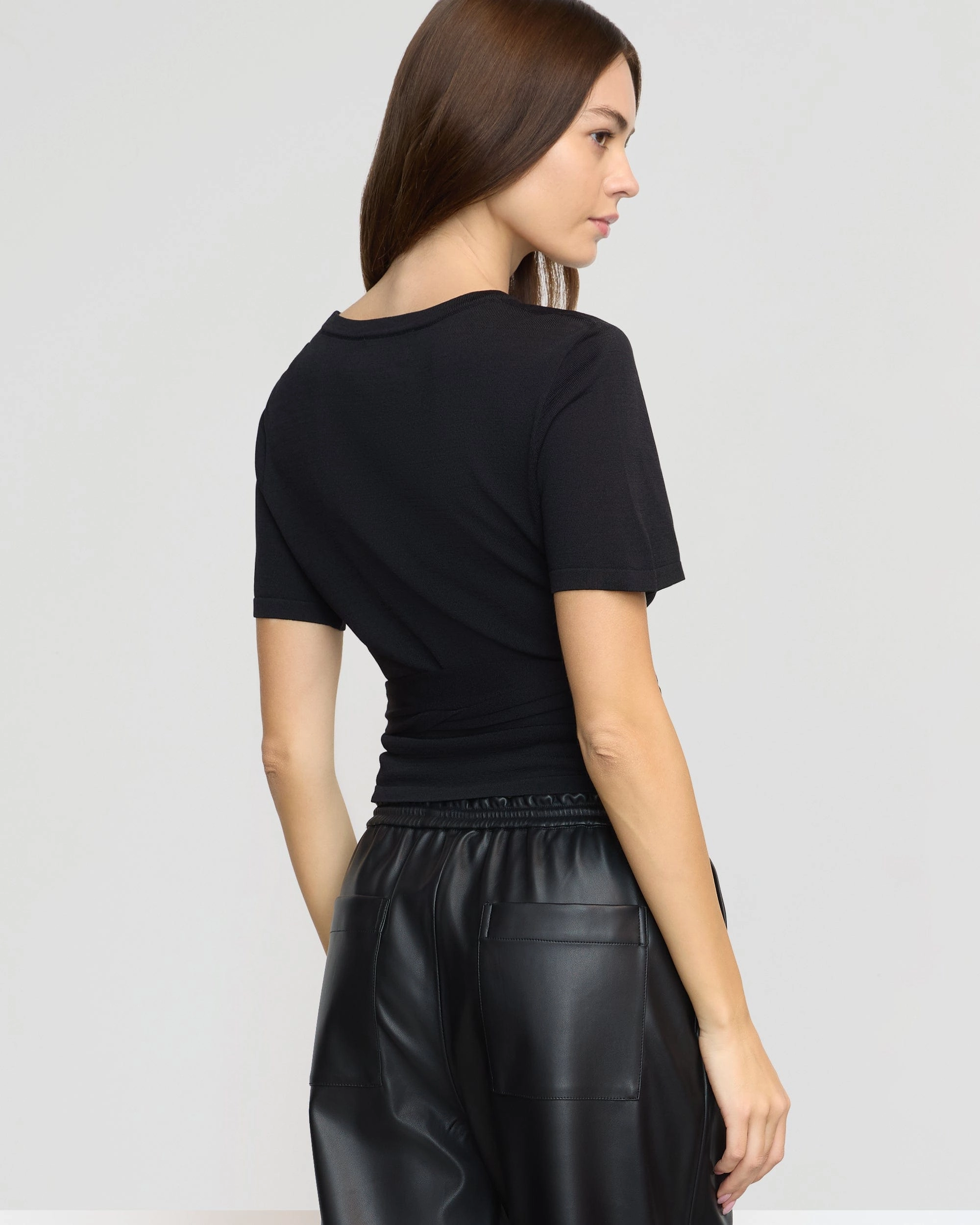 SheerLayering Jude Cropped Tie-Front Top