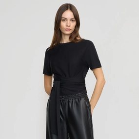 LoopwheelFabric Jude Cropped Tie-Front Top