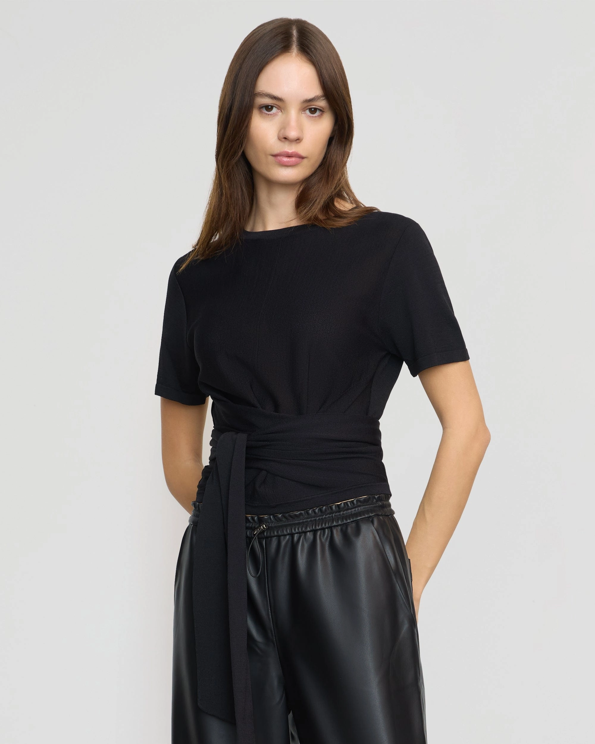 Jude Cropped Tie-Front Top BreathableFabric Formal Wear