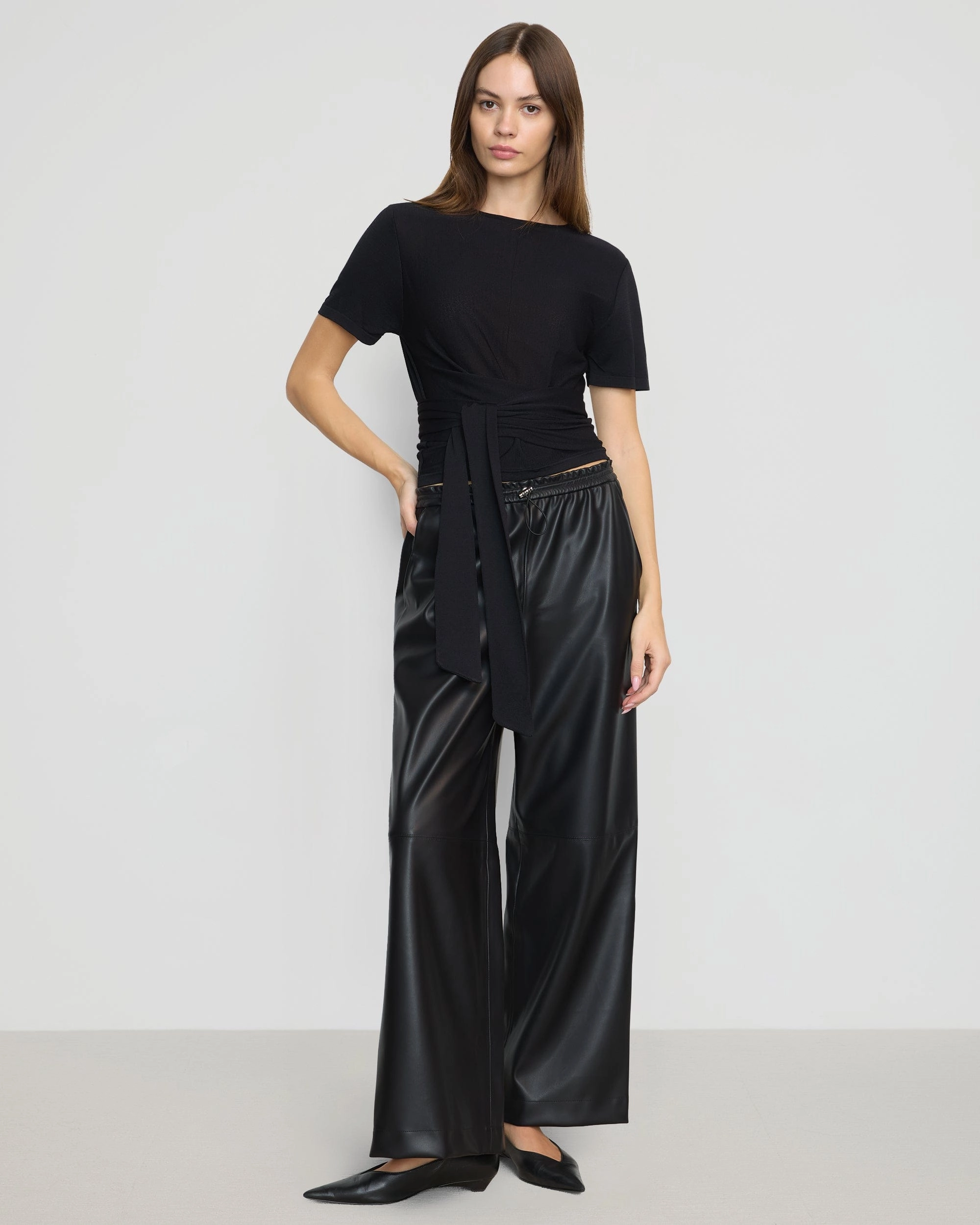 CushionedSupport Jude Cropped Tie-Front Top