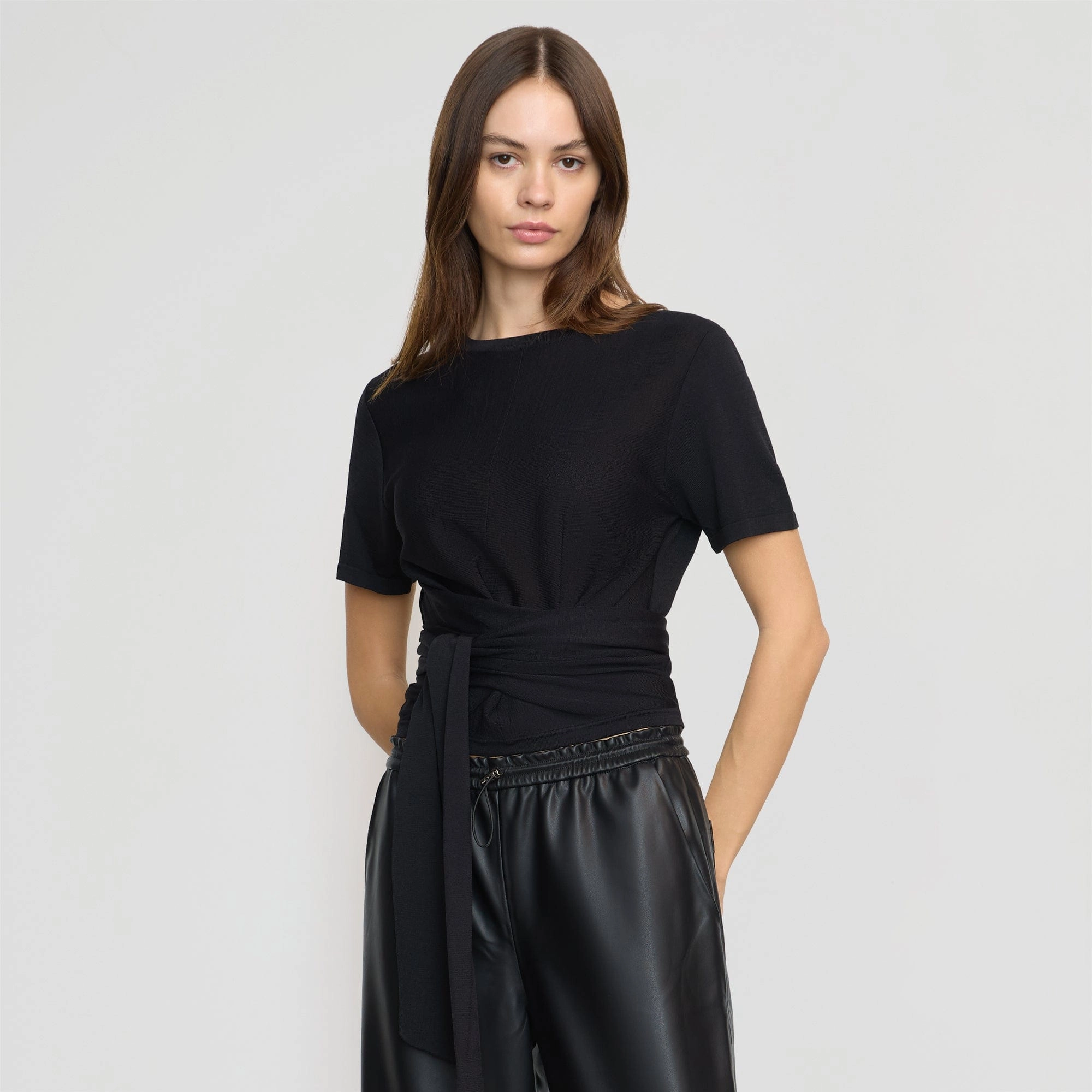 LoopwheelFabric Jude Cropped Tie-Front Top