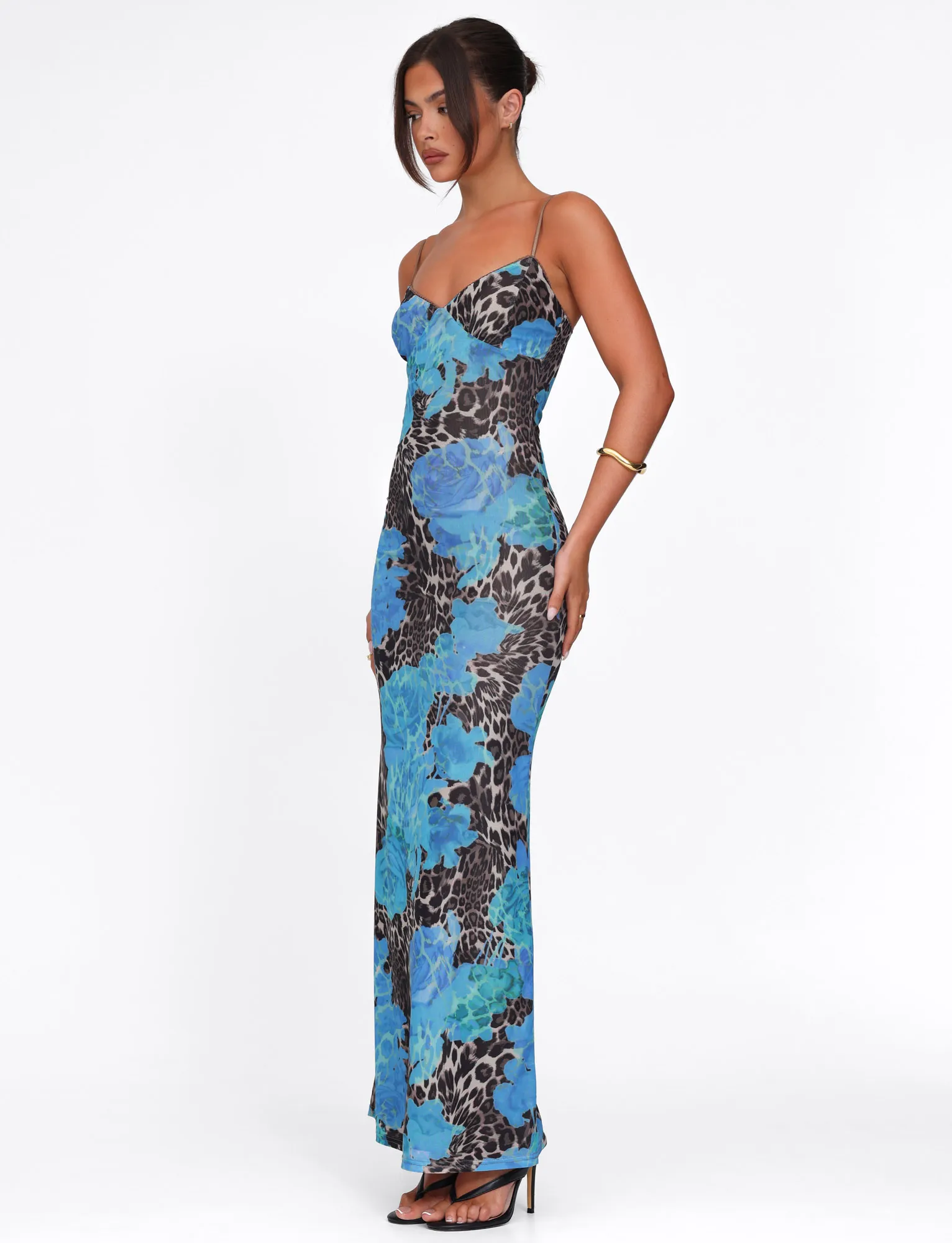 Perfect Mood Satin Touch JULIANNA DRESS - BLUE : LEOPARD