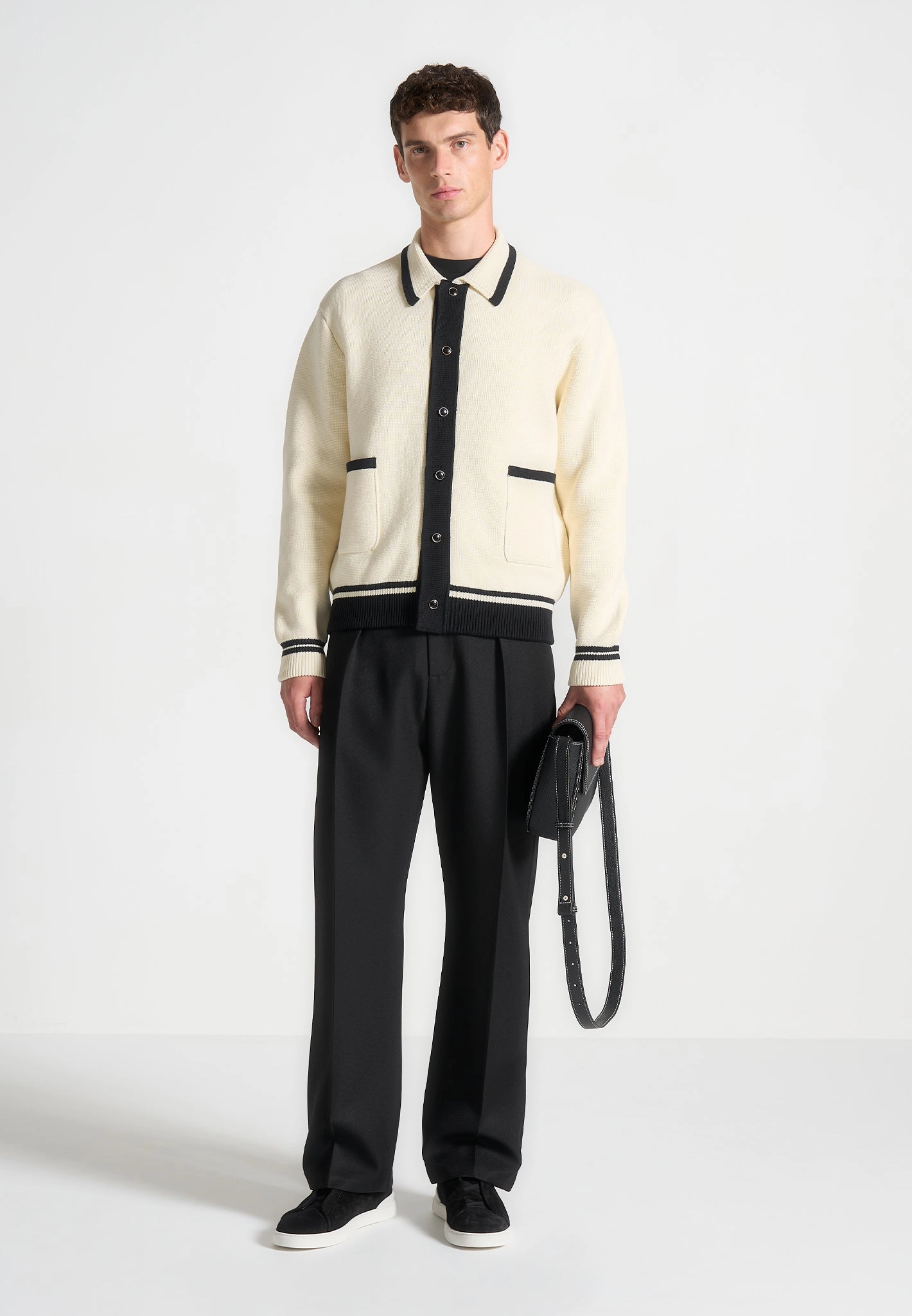 Thermo Regulating Fibers Julien - Classic Combed Cotton Knit Cardigan - Cream