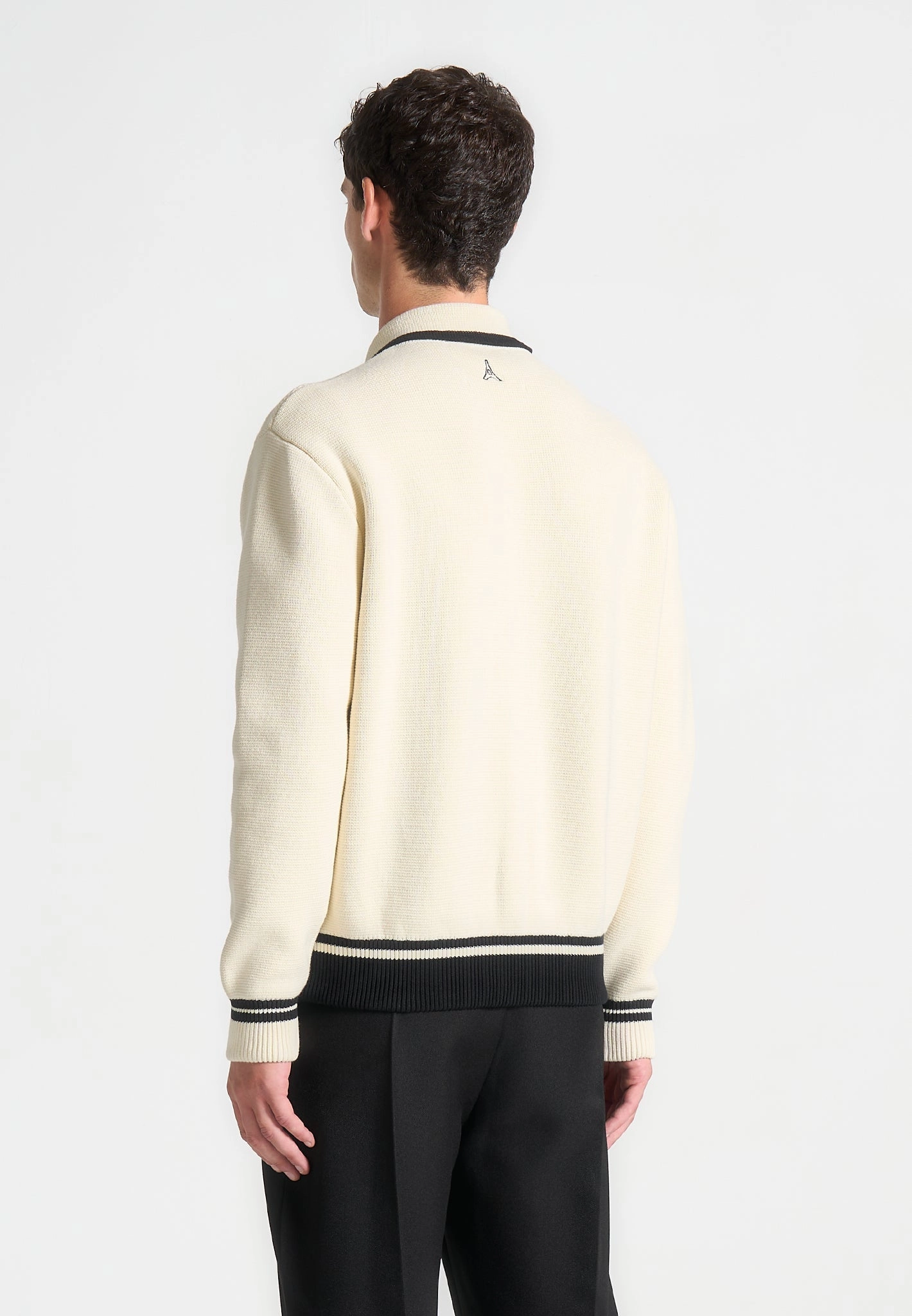 Interlock Weave Julien - Classic Combed Cotton Knit Cardigan - Cream