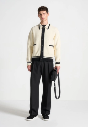Chill Friendly MoistureWicking Julien - Classic Combed Cotton Knit Cardigan - Cream