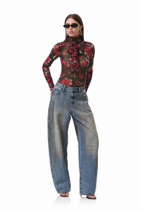 Denim Shirt Julien Top - Painted Roses