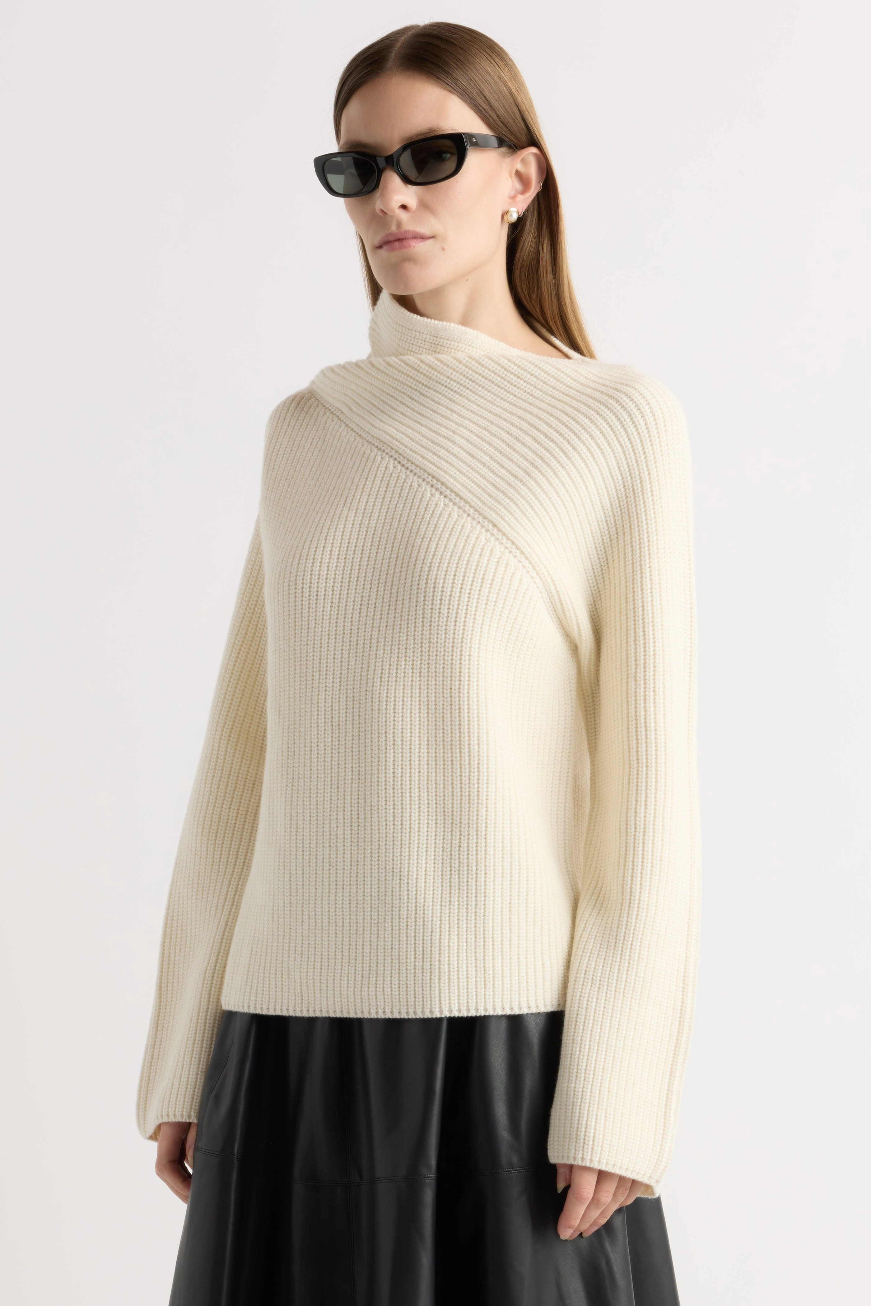 Relaxed Fit Seasonal Layers Julisa Asymmetric-Neck Sweater