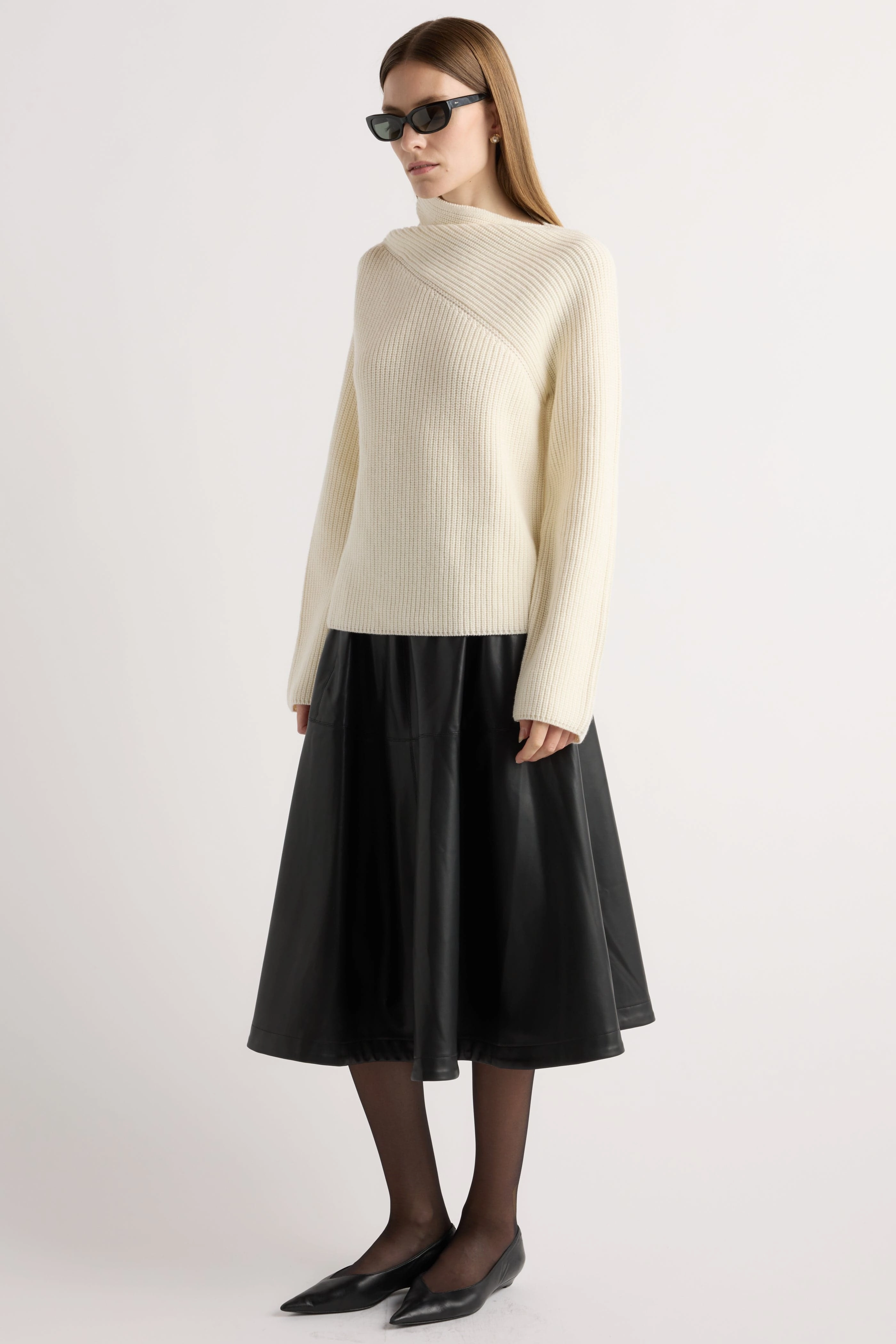 Sleek Comfort Wear Julisa Asymmetric-Neck Sweater