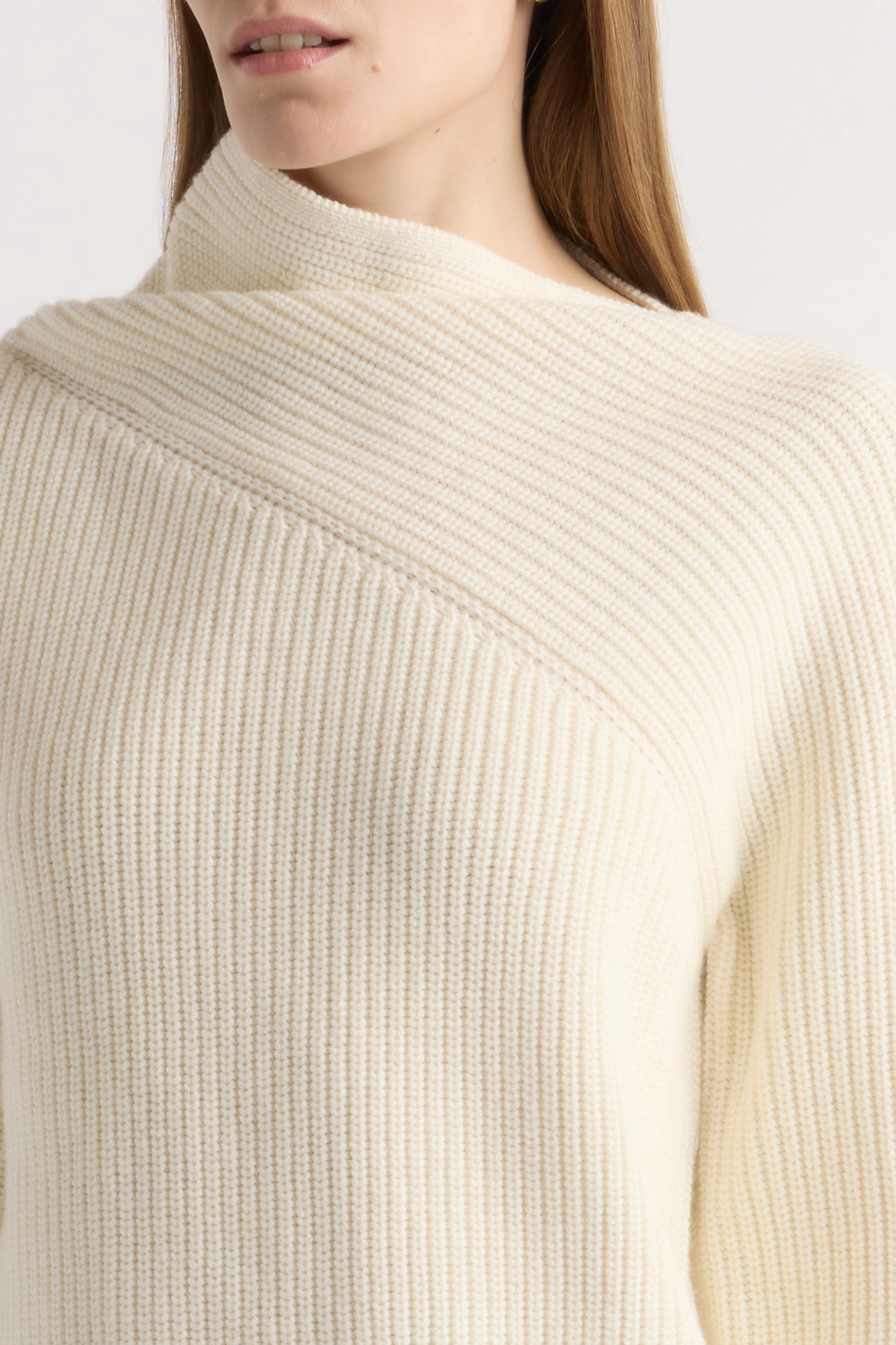 Julisa Asymmetric-Neck Sweater Breathable Layer Eco Dye Process