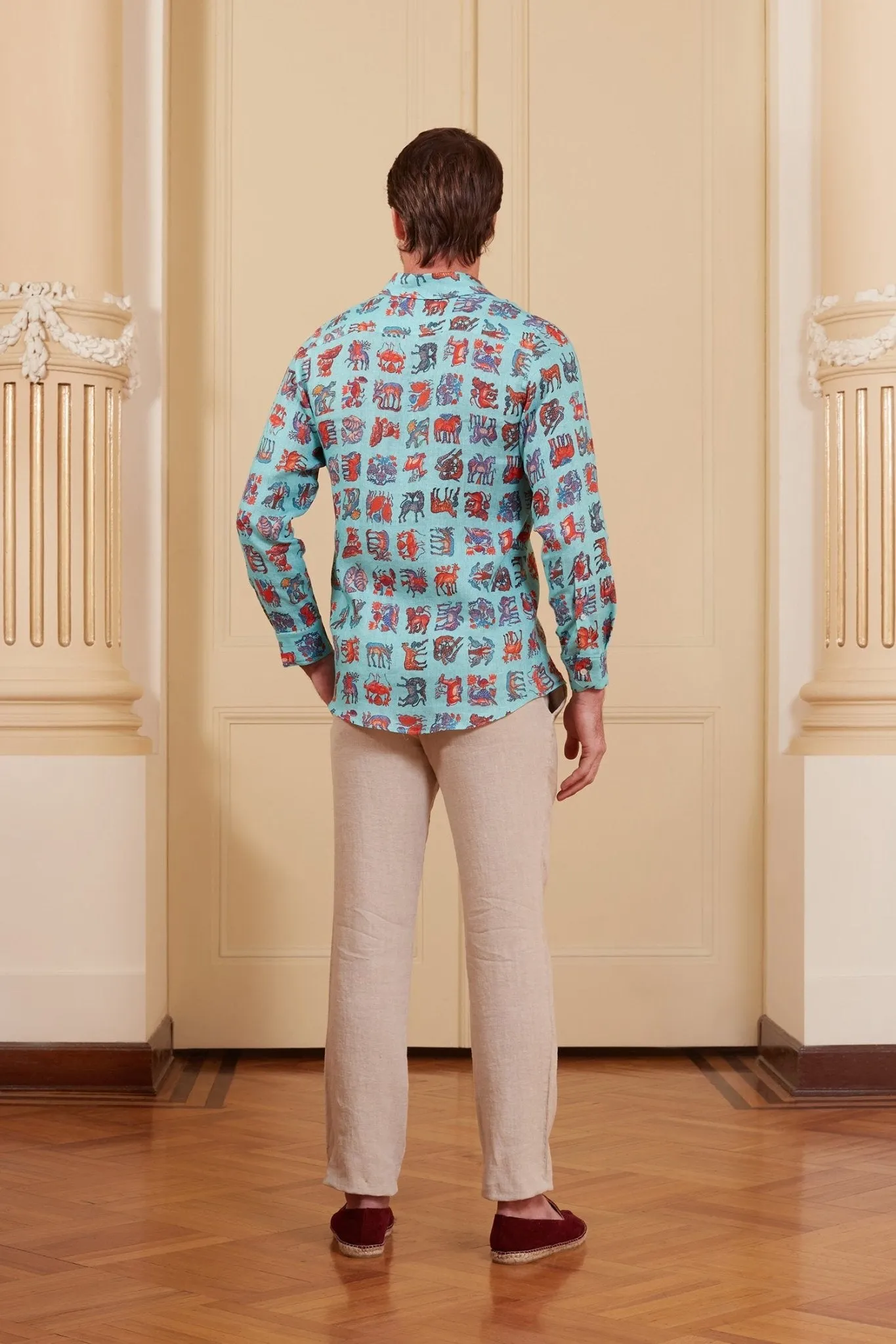 justiniano linen shirt turquoise