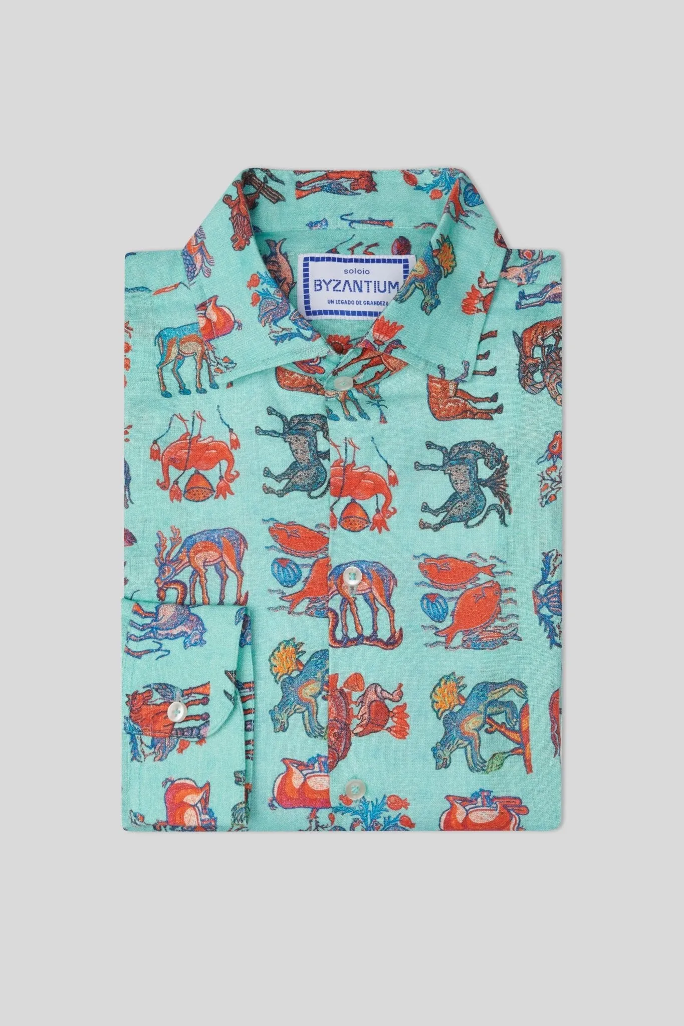 justiniano linen shirt turquoise