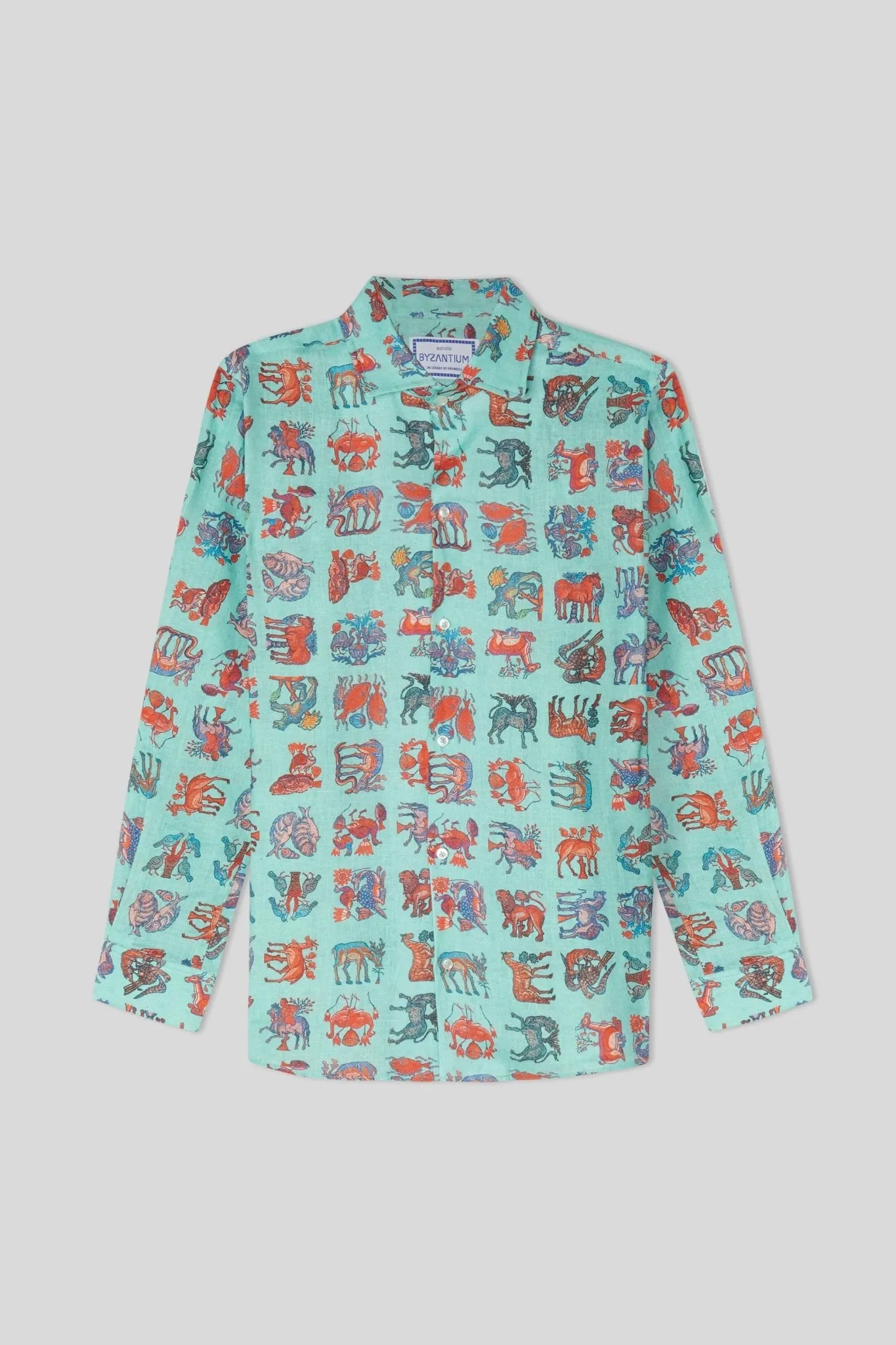 justiniano linen shirt turquoise
