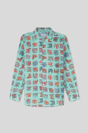 justiniano linen shirt turquoise