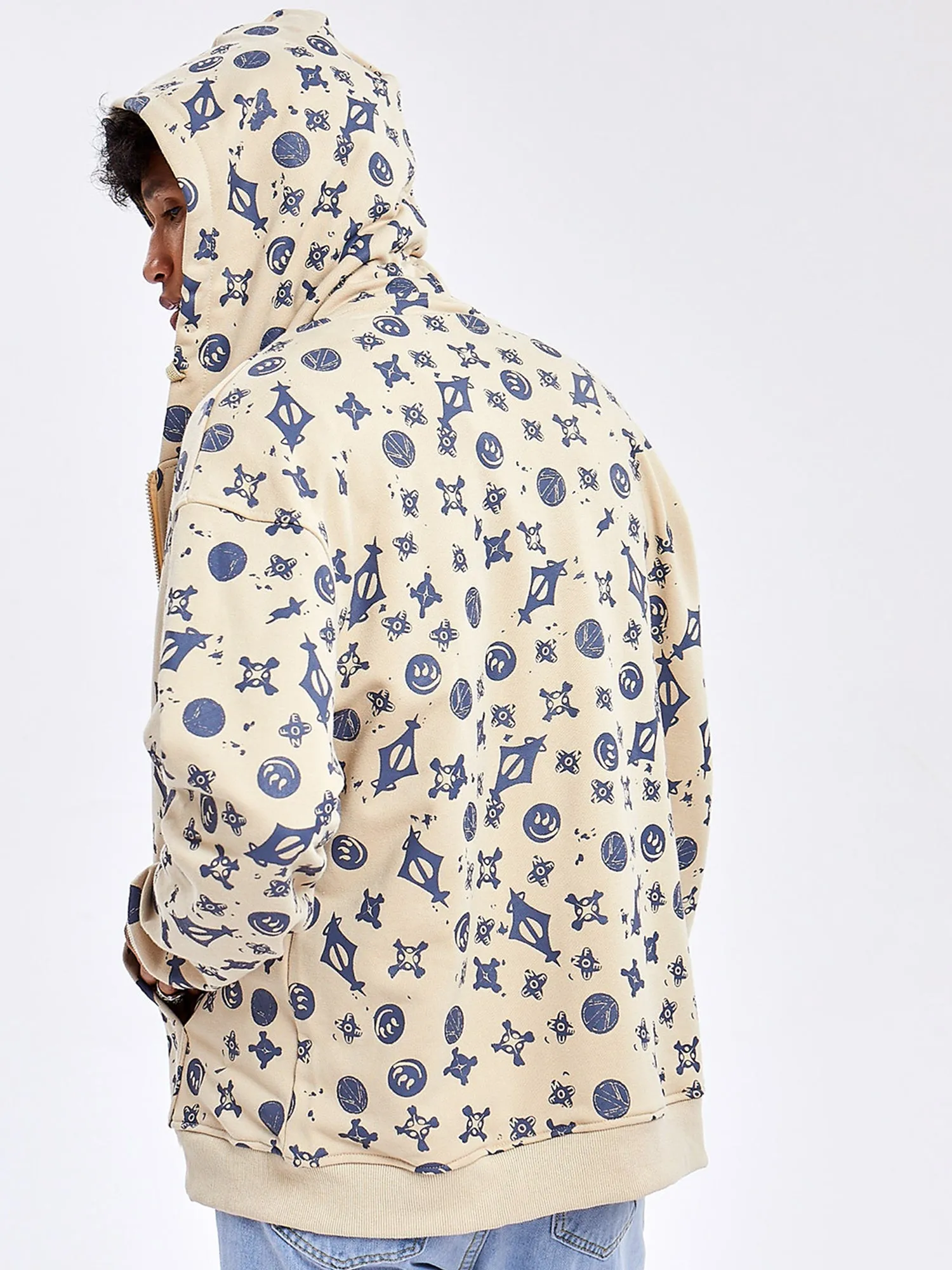 JUSTNOTAG Paisley Cotton Hooded Zip-Up Hoodies&Sweatshirts