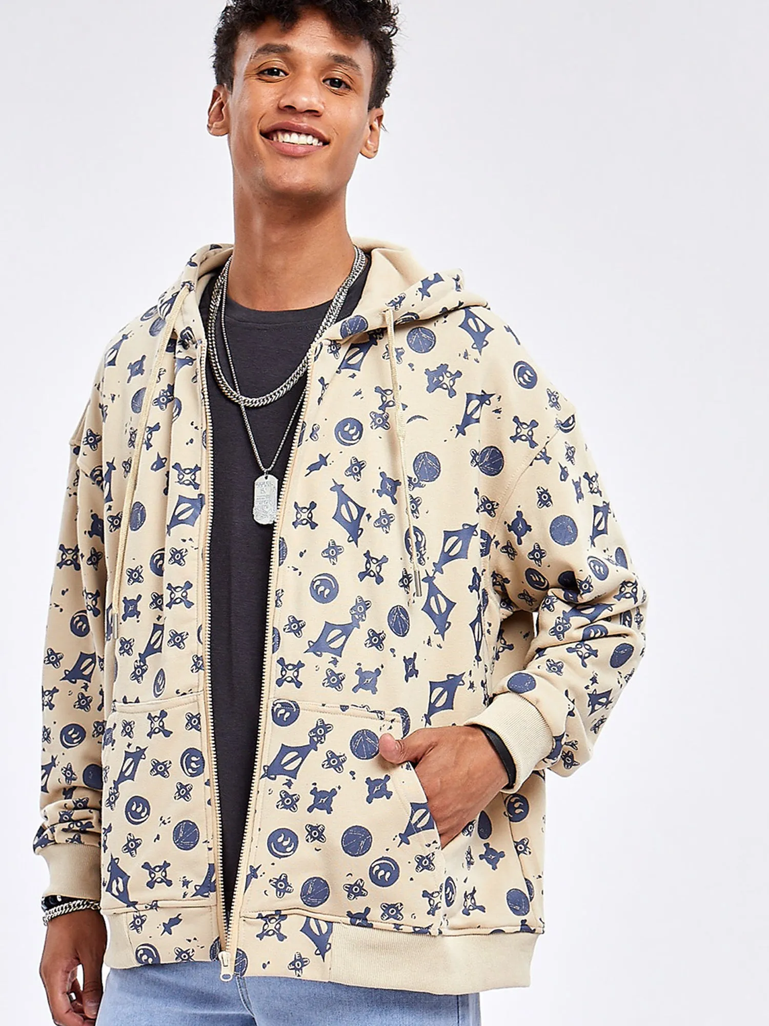 JUSTNOTAG Paisley Cotton Hooded Zip-Up Hoodies&Sweatshirts