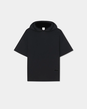 Odor Control Technology Thermal Insulation Core Kacper - Cotton-Jersey Hooded T-Shirt - Black