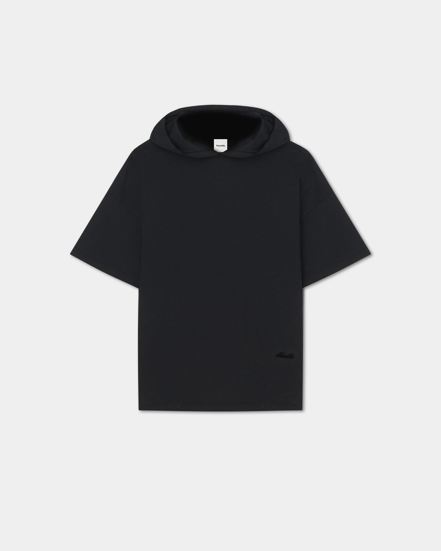 Odor Control Technology Thermal Insulation Core Kacper - Cotton-Jersey Hooded T-Shirt - Black