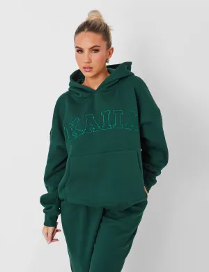 Kaiia Oversized Logo Hoodie Forest Green
