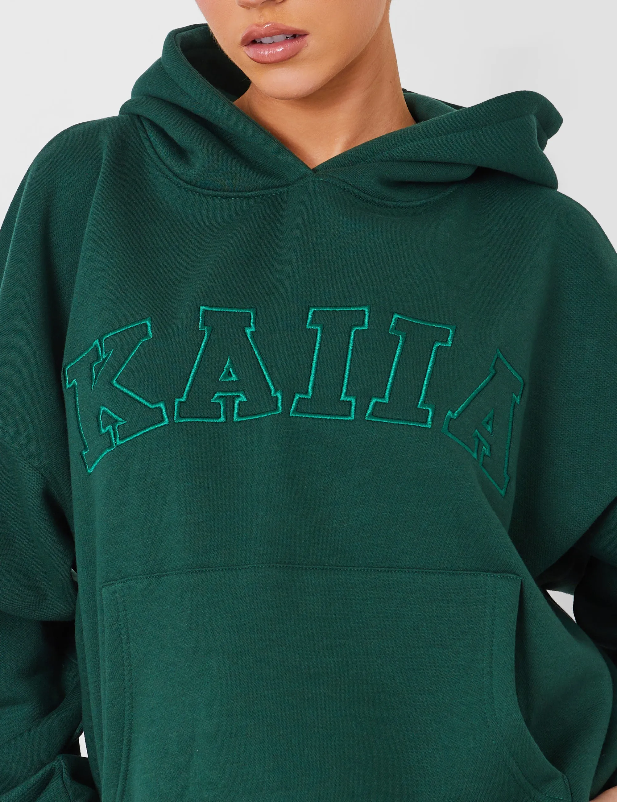 Kaiia Oversized Logo Hoodie Forest Green