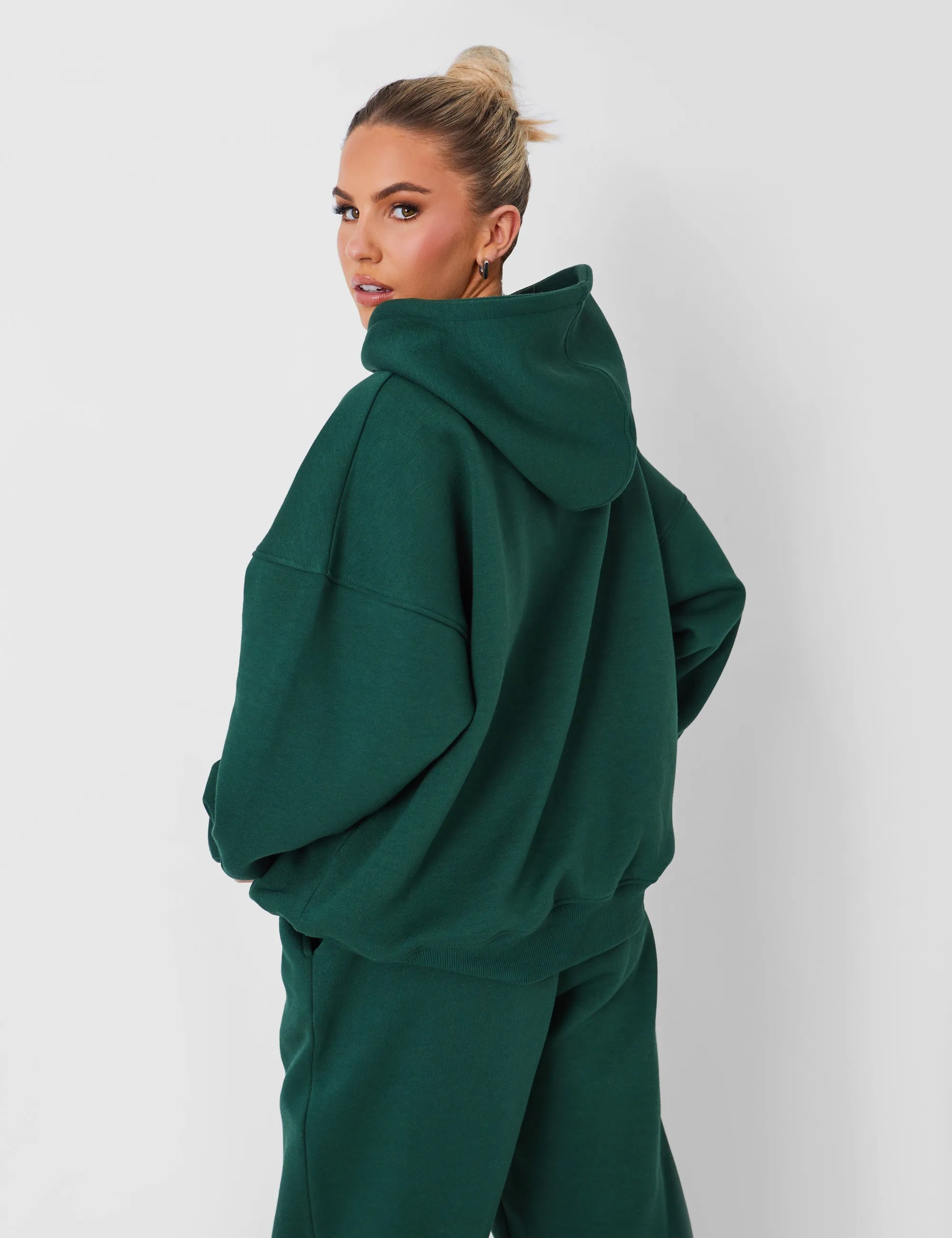 Kaiia Oversized Logo Hoodie Forest Green