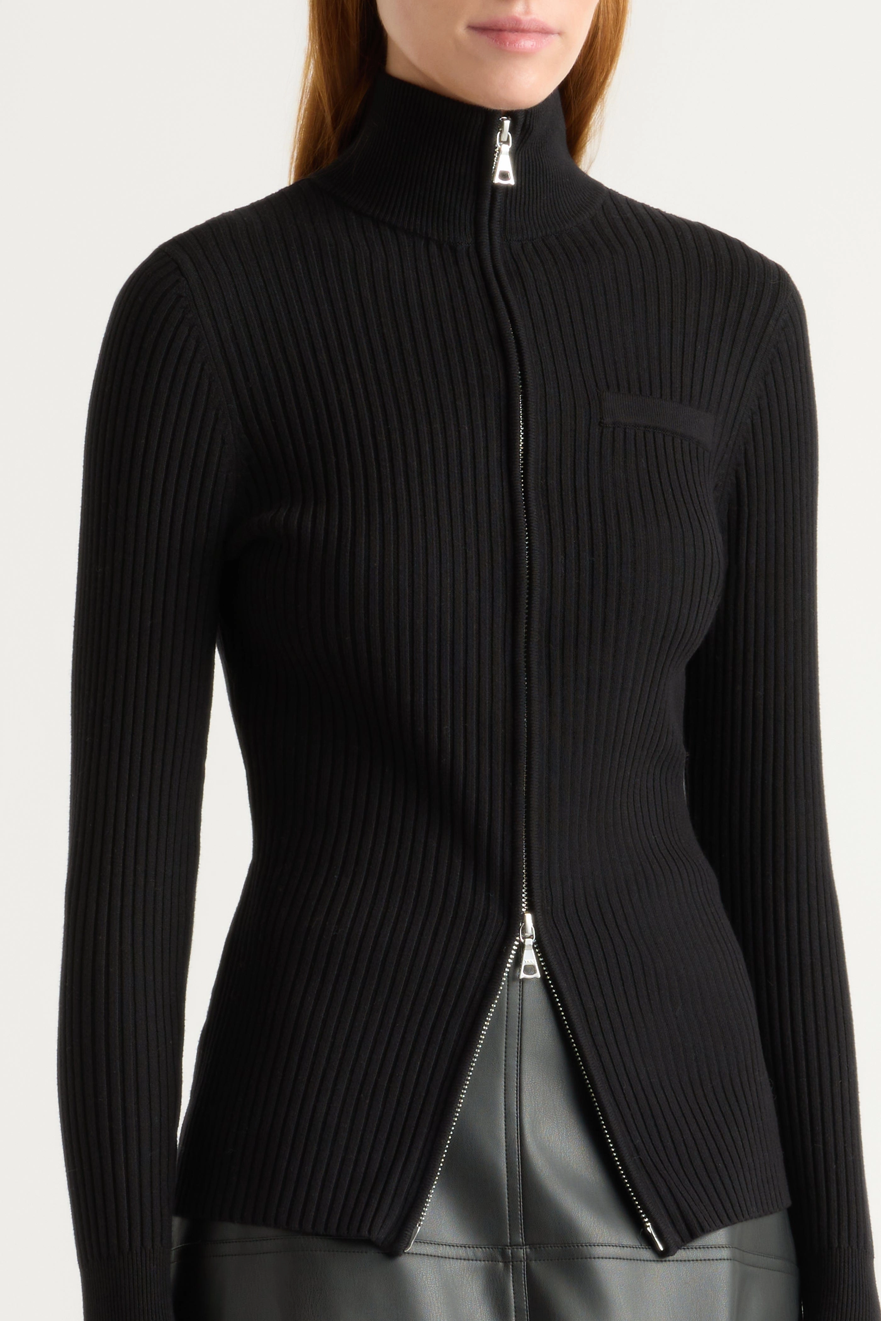 Kaine Ribbed Two-Way Zip Sweater Everyday Knit