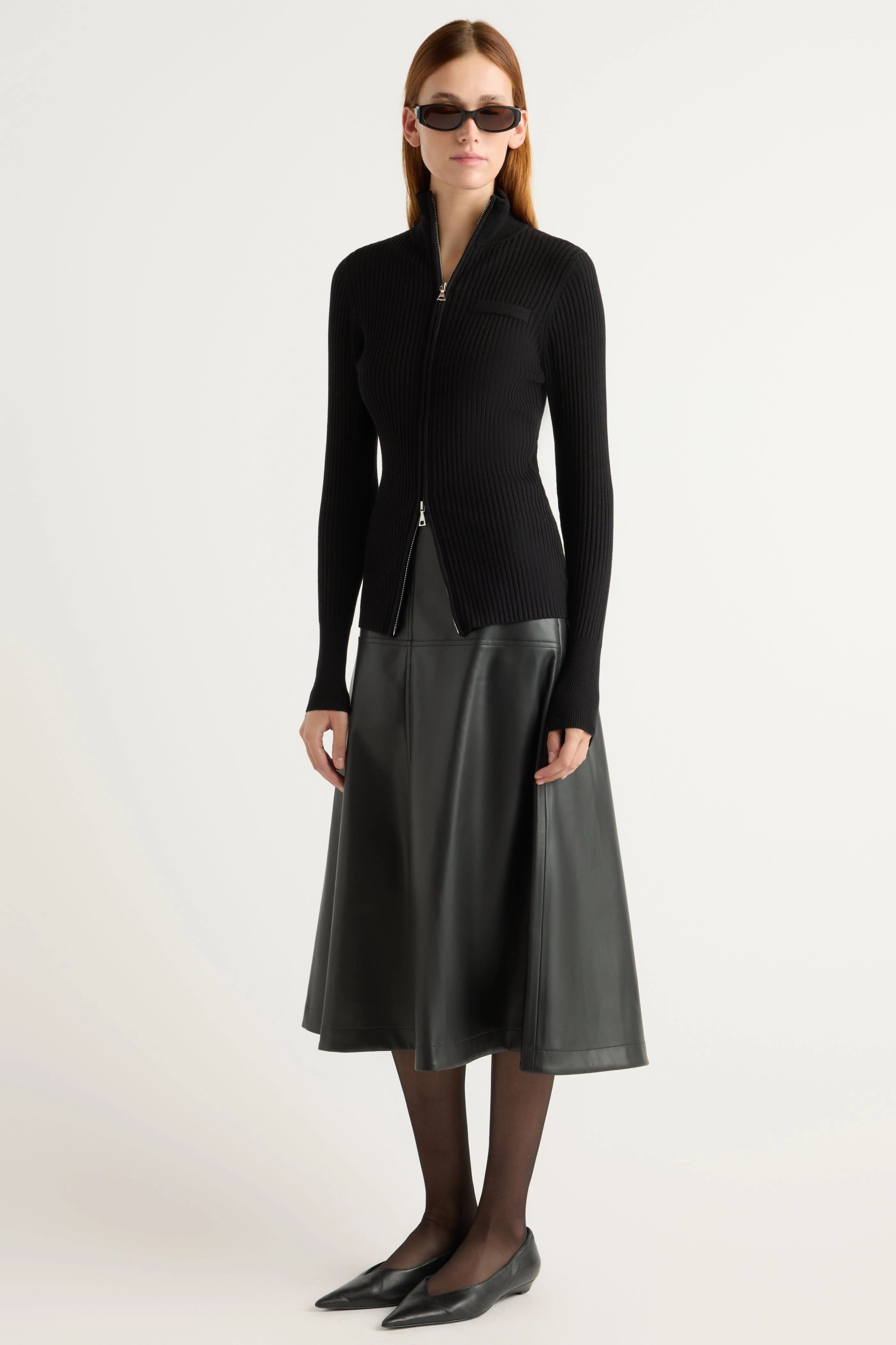 Chilly Day Layers Cozy Warmth Kaine Ribbed Two-Way Zip Sweater