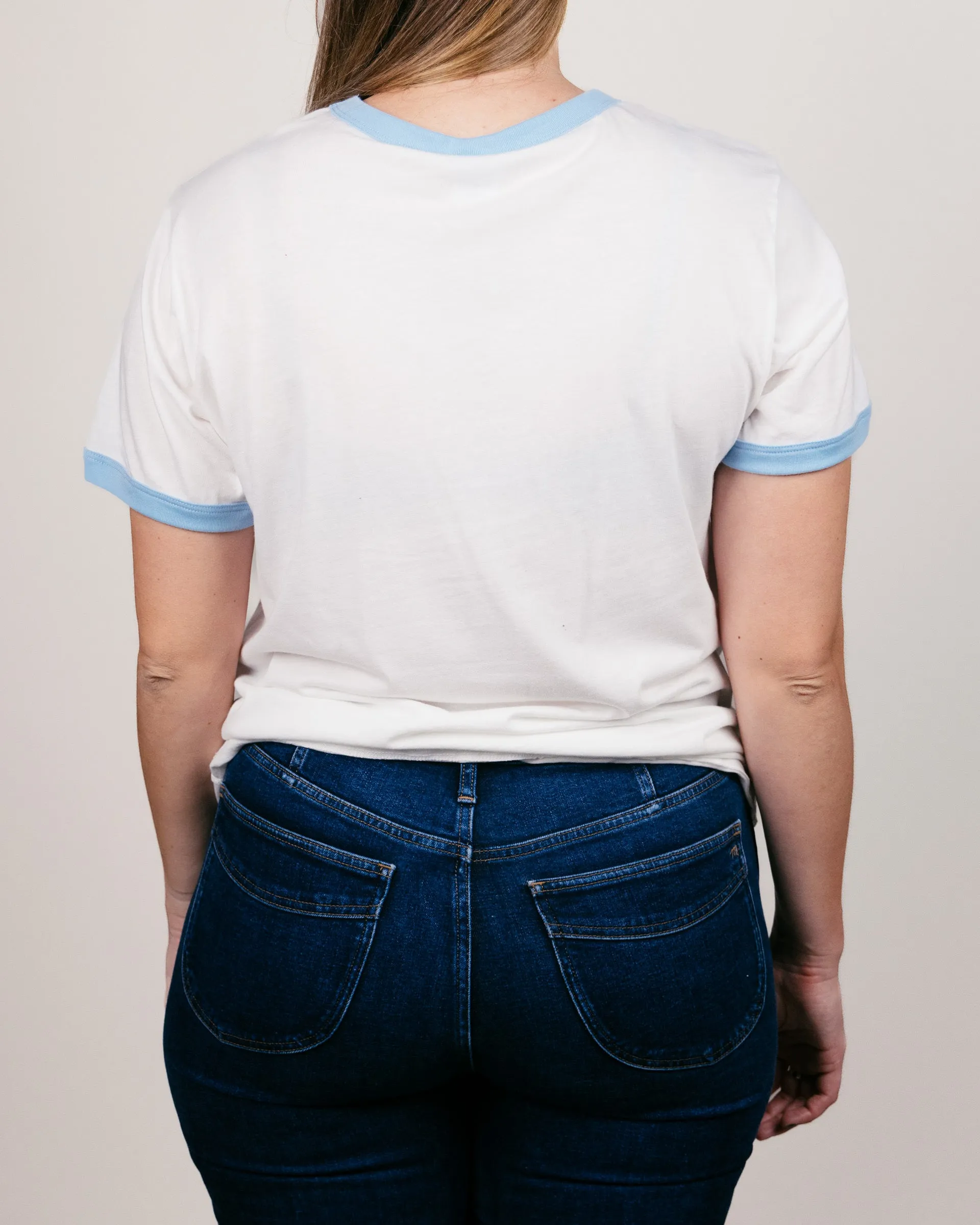 Kansas City Script White & Powder Unisex Ringer