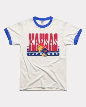 Kansas Jayhawk 70s White & Royal Unisex Ringer