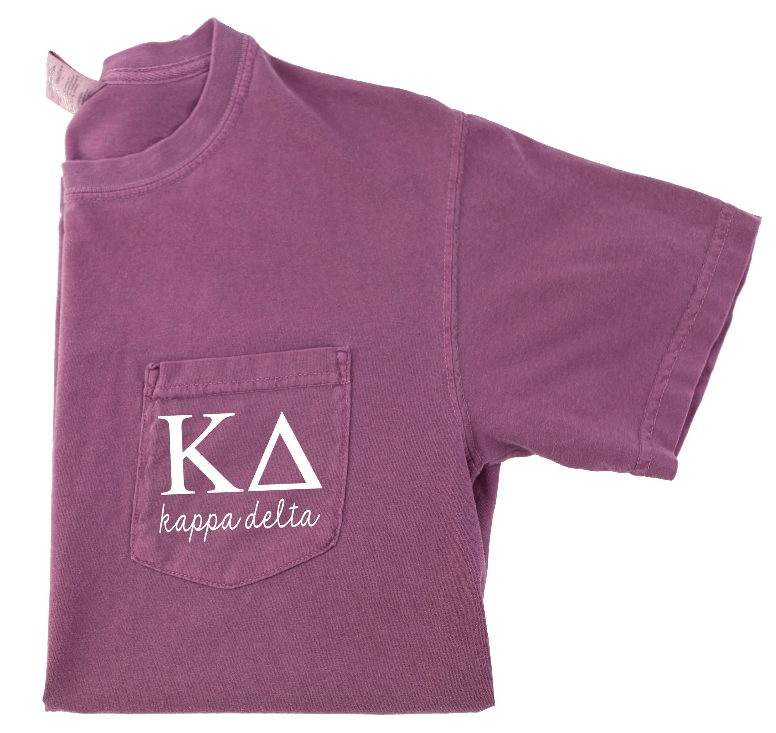 Kappa Delta Sorority Script Letters Pocket Tee - Berry