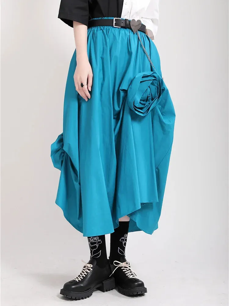 Katrina Rose Applique Blue Midi Skirts