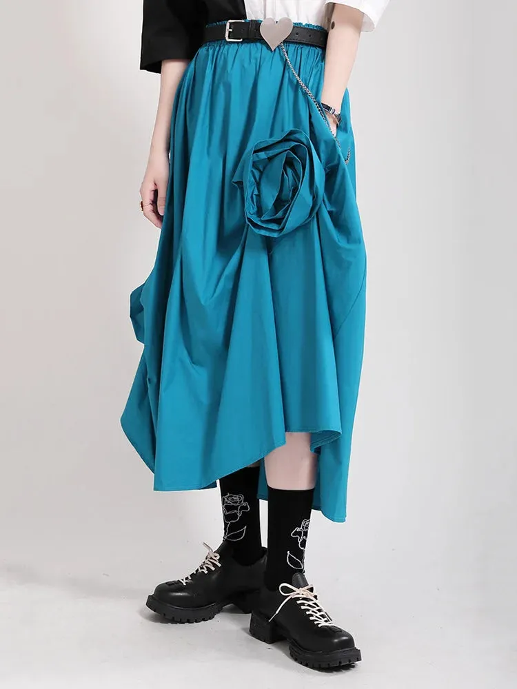 Katrina Rose Applique Blue Midi Skirts