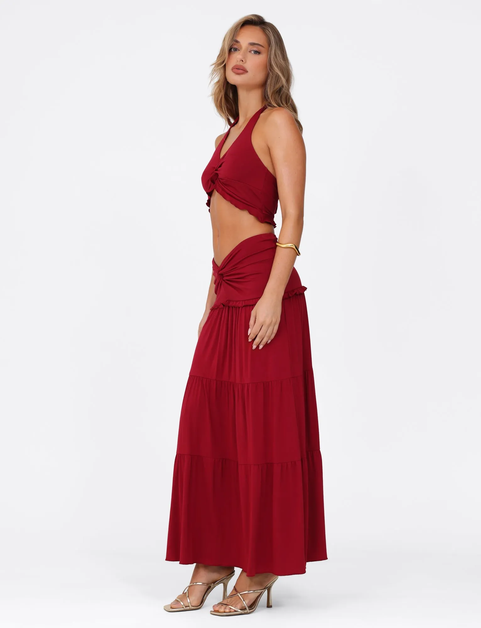 Gentle Wear Non Irritating Texture KATYA MAXI SKIRT - RED