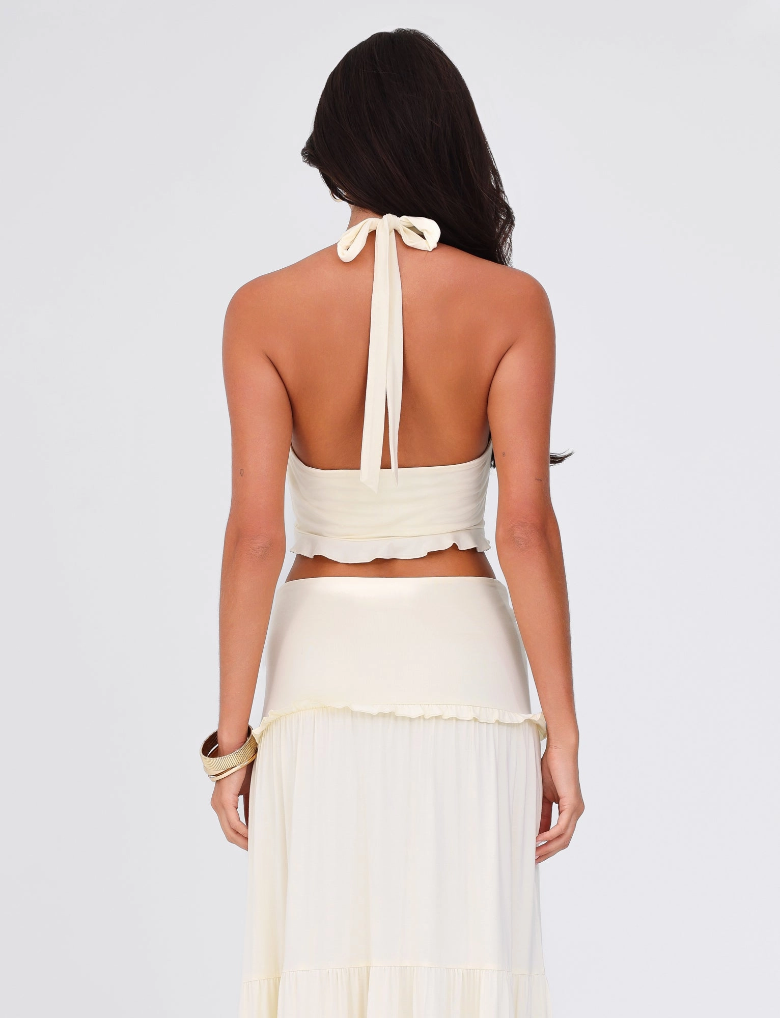 KATYA HALTER TOP - WHITE : CREAM Quick Access Zipper
