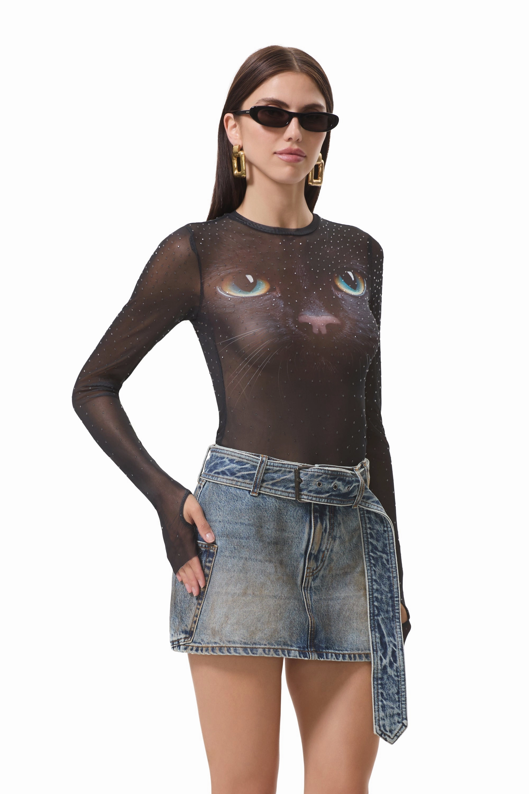 ErgonomicSleeves Kaylee Dew Drop Top - Black Cat