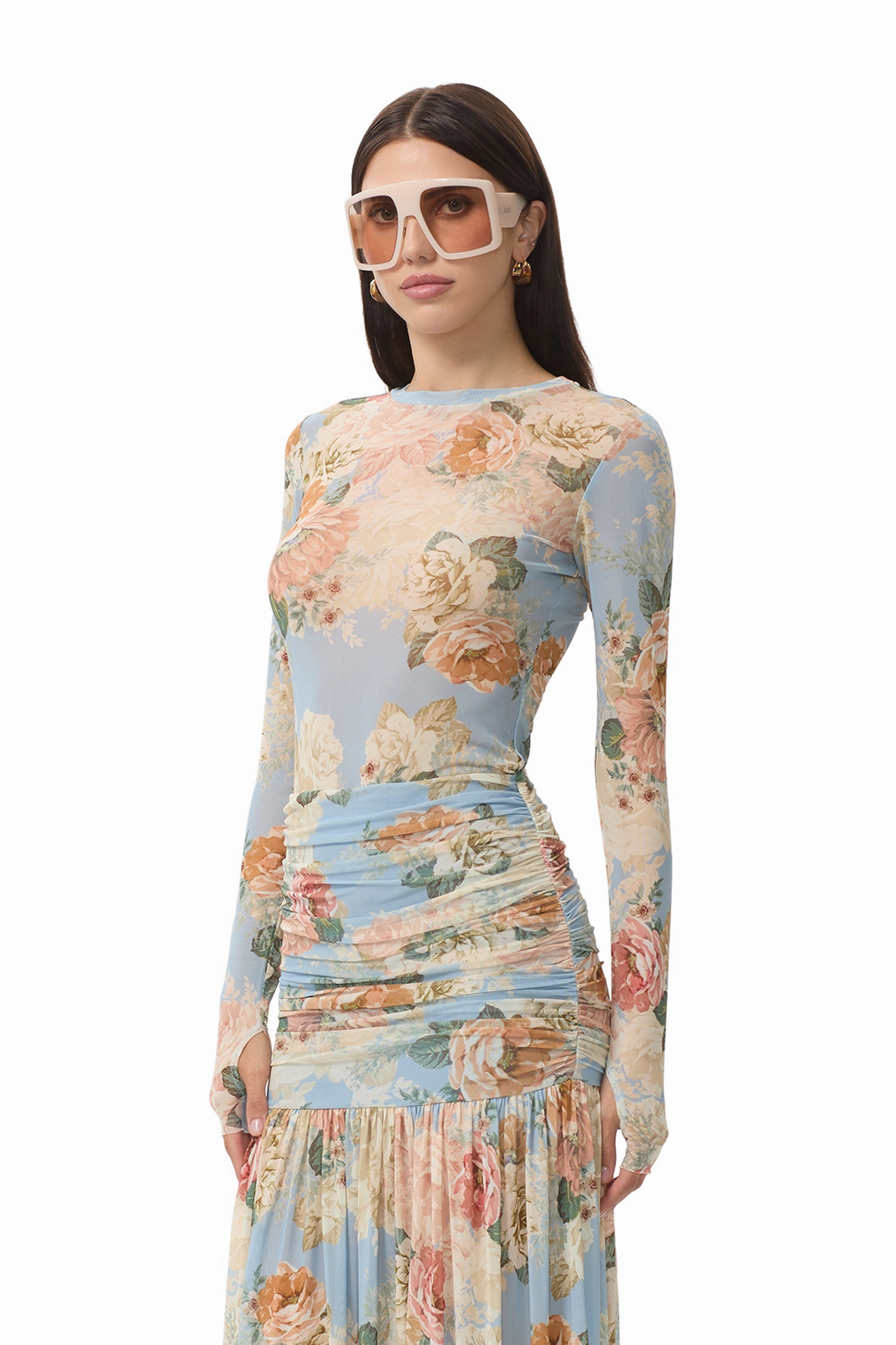 Kaylee Top - Soft Slate Bloom Unstructured Silhouette