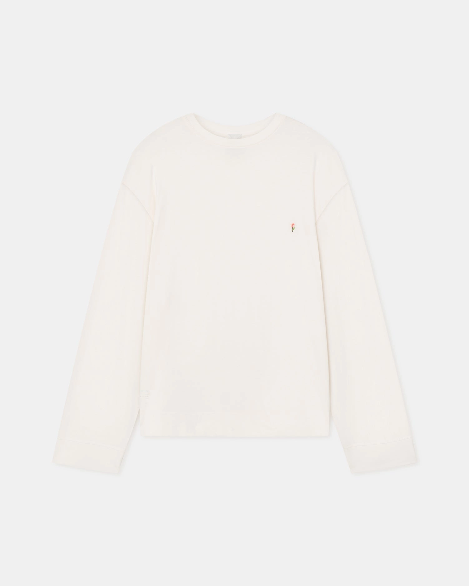 Layered Panel Construction Kazmer - Cotton-Jersey Sweatshirt - Off White/Roses