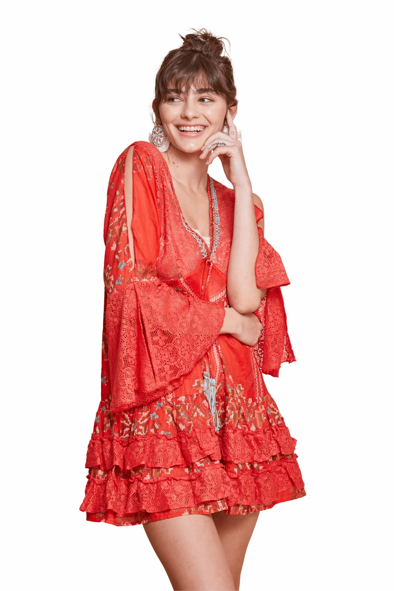 KEIRA SHORT DRESS RED Practical work-to-play piece Layered Fit