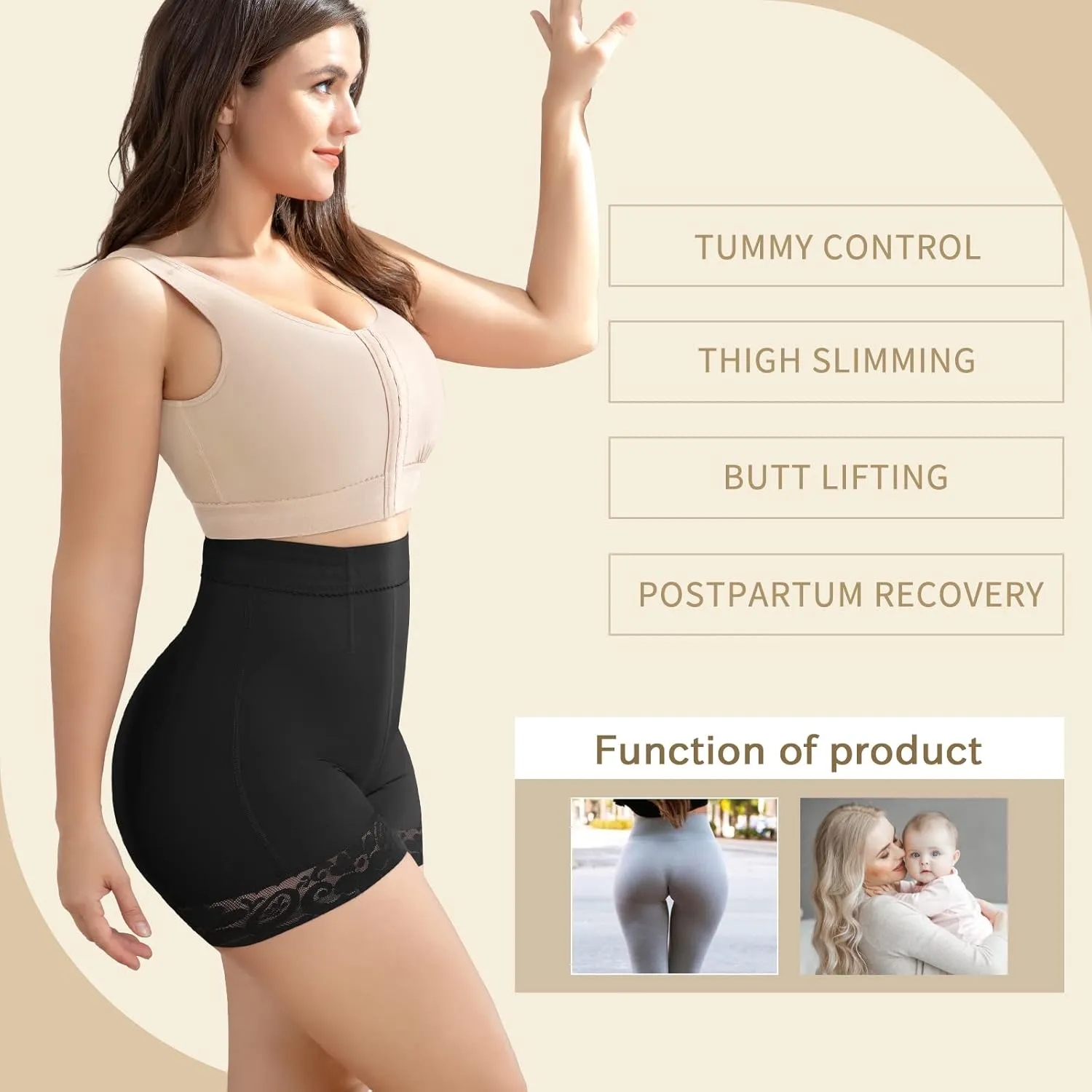 KELLYLEE Tummy Control Underwear Shorts for Women High Waisted Shapewear Butt Lifter Panties High-Waisted Body Shaper Shorts