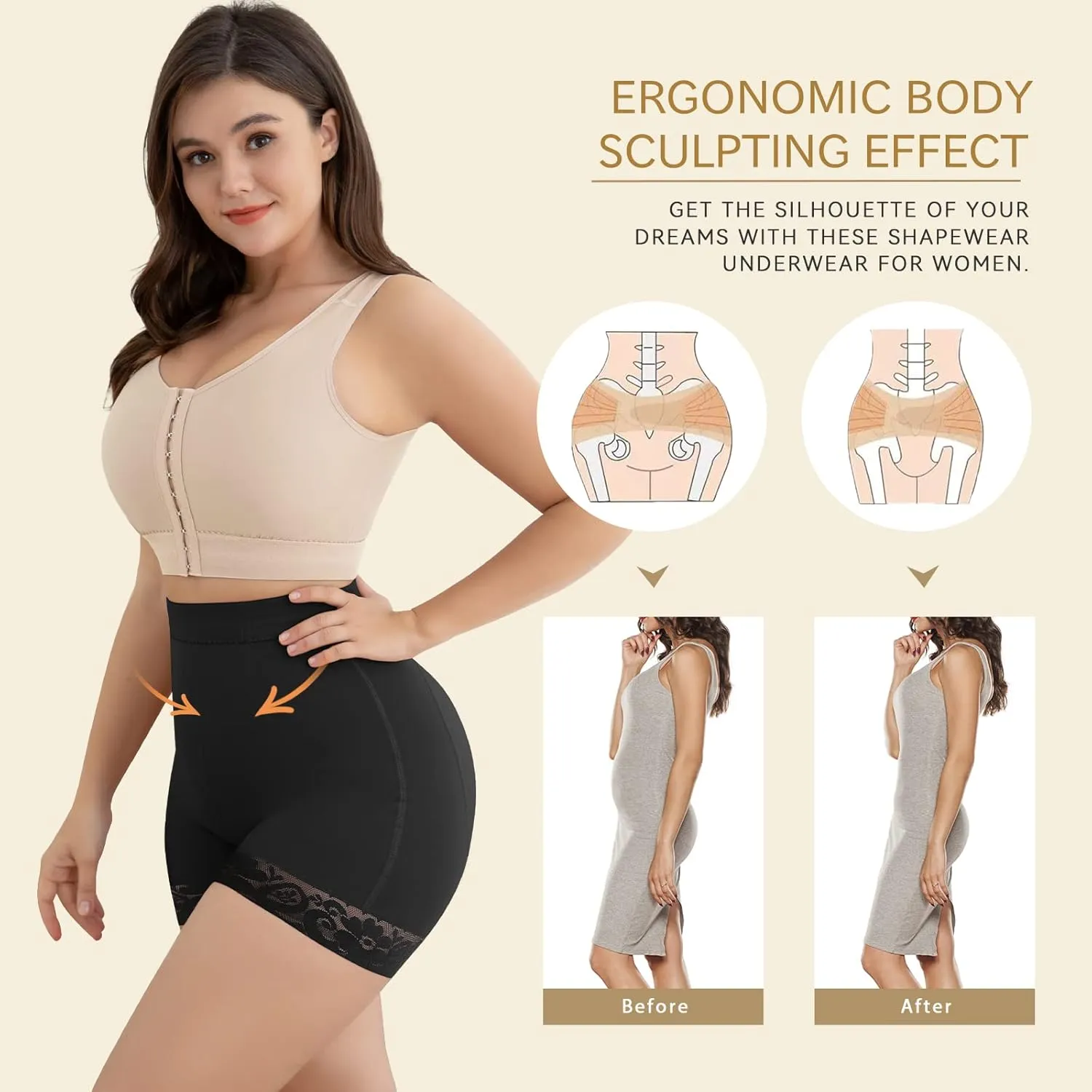 KELLYLEE Tummy Control Underwear Shorts for Women High Waisted Shapewear Butt Lifter Panties High-Waisted Body Shaper Shorts
