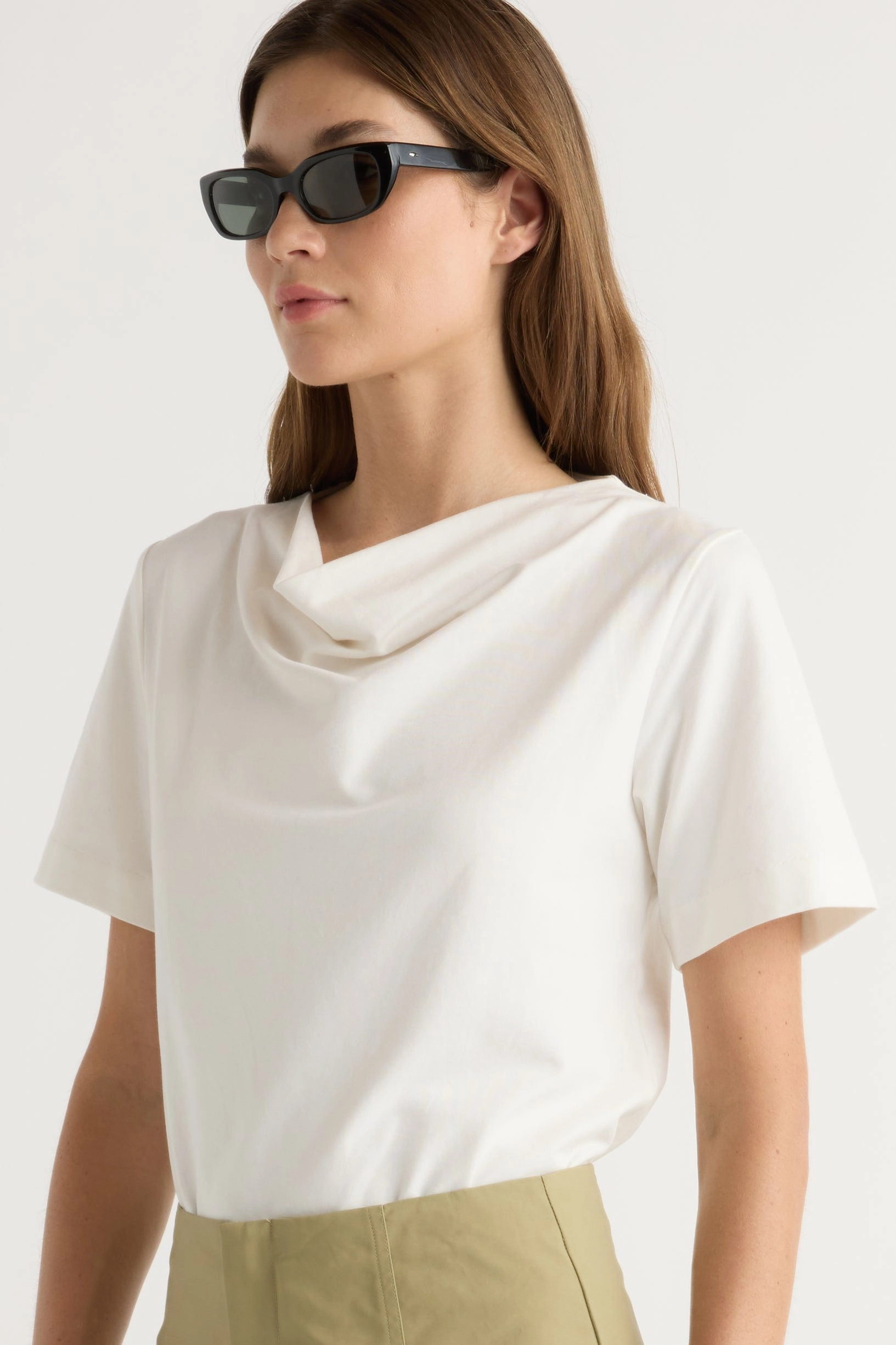 Formal top Breathable mesh lining Kendra Organic Cotton Cowl-Neck Tee