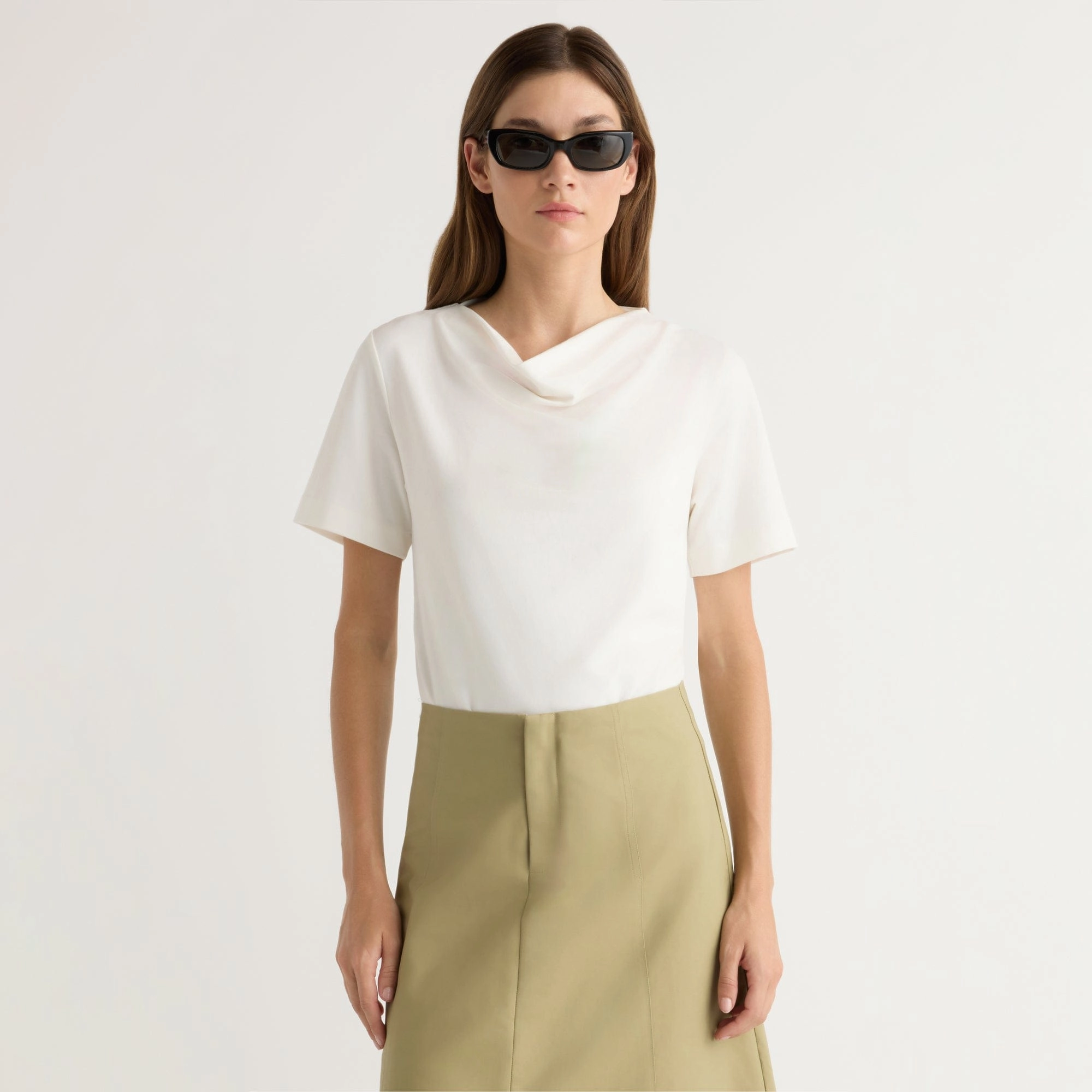 Durable Chainstitch Kendra Organic Cotton Cowl-Neck Tee
