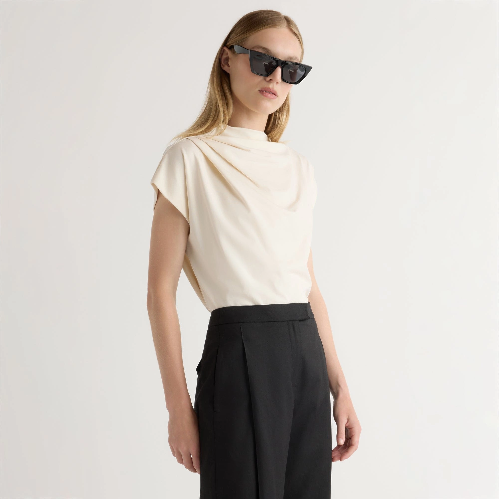 NaturalFiberBlend Snag Free Fabric Kenny Asymmetric-Neck Tee