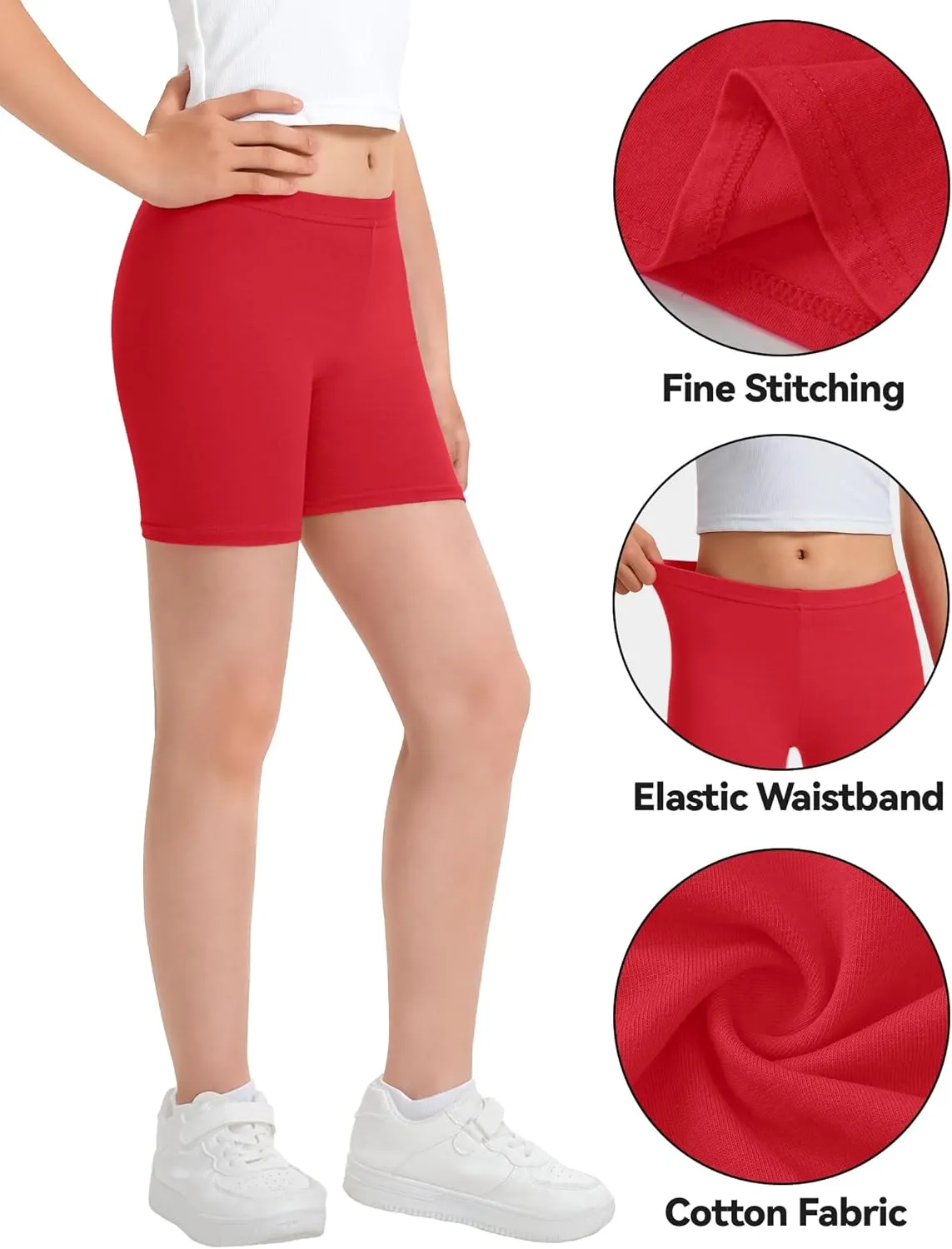 KEREDA Girls Bike Shorts Cartwheel Dance Under Dress Shorts for Kids 3 Pack