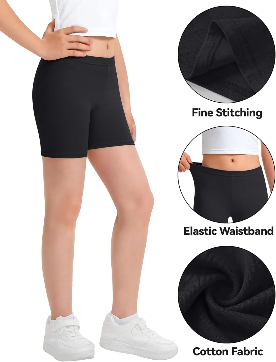 KEREDA Girls Bike Shorts Cartwheel Dance Under Dress Shorts for Kids 3 Pack