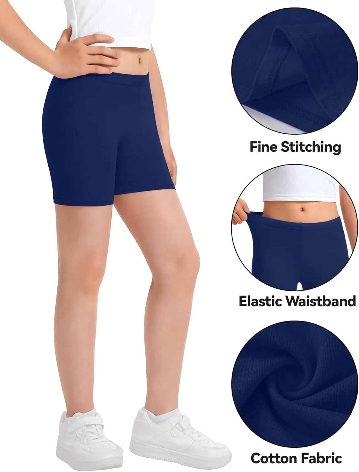 KEREDA Girls Bike Shorts Cartwheel Dance Under Dress Shorts for Kids 3 Pack