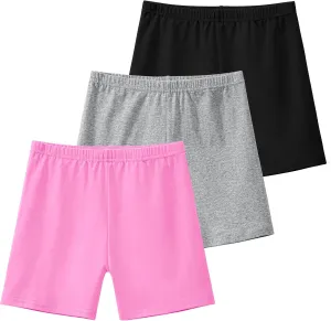 KEREDA Girls Bike Shorts Cartwheel Dance Under Dress Shorts for Kids 3 Pack